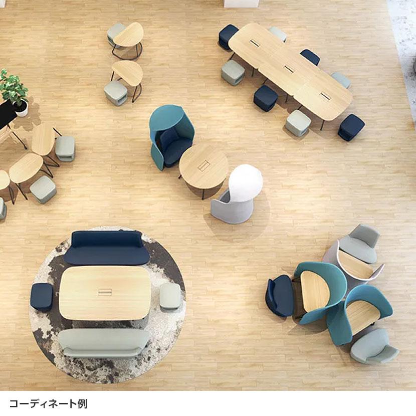 WorkHarbor(ワークハーバー) プラス(PLUS) WorkHarborテーブル スクエア形 会議用テーブル 配線口付き 抗菌 耐指 HB-1212SH 幅1200×奥行1200×高さ720mm_3