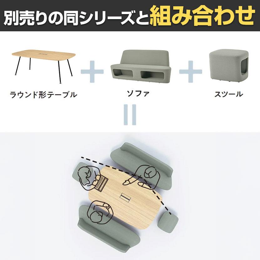 WorkHarbor(ワークハーバー) プラス(PLUS) WorkHarborテーブル ラウンド形 会議用テーブル 配線口付き 抗菌 耐指 HB-2012RH 幅2000×奥行1200×高さ720mmの画像