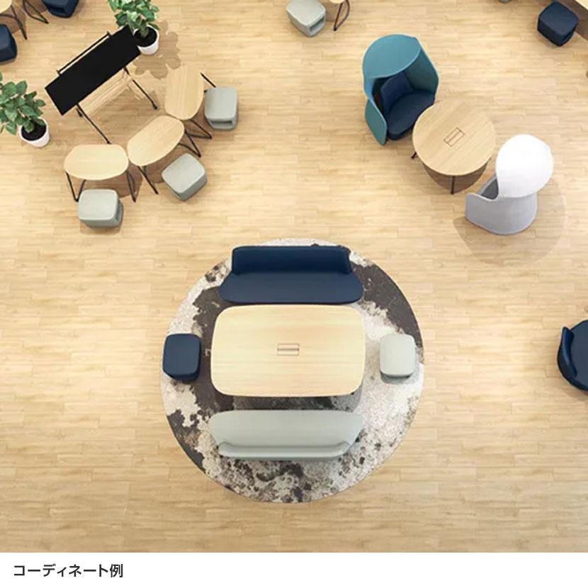 WorkHarbor(ワークハーバー) プラス(PLUS) WorkHarborテーブル ラウンド形 会議用テーブル 配線口付き 抗菌 耐指 HB-2012RH 幅2000×奥行1200×高さ720mmの画像