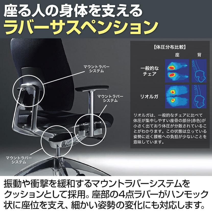 オフィスチェア 事務椅子 PLUS リオルガシリーズ ミドルバック 肘なし 標準仕様ナイロンキャスター 幅648×奥行633×高さ1018mm KC-RP62SPL_5