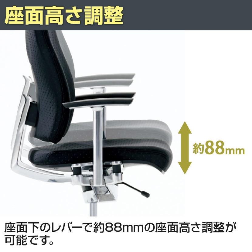 オフィスチェア 事務椅子 PLUS リオルガシリーズ ミドルバック 肘なし 標準仕様ナイロンキャスター 幅648×奥行633×高さ1018mm KC-RP62SPL_7