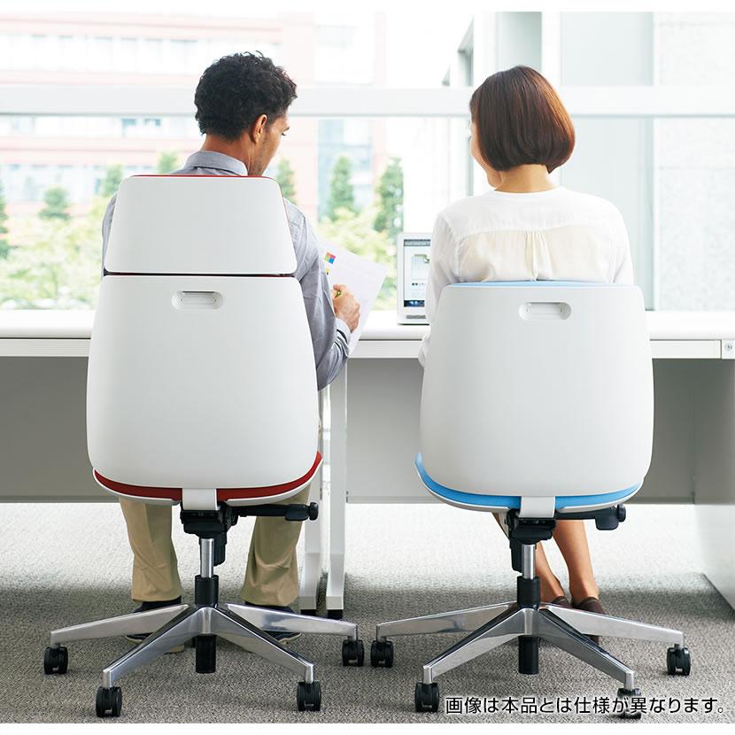 オフィスチェア デスクチェア ワークチェア PLUS プラス Uチェア ホワイトシェル ハイバック 樹脂脚 肘なし シンクロロッキング固定 PL-KC-UC52SELの画像