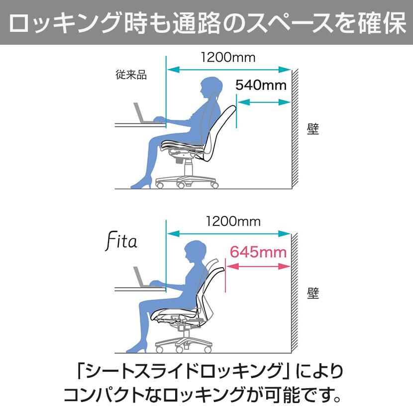 オフィスチェア メッシュ 事務椅子 デスクチェア PLUS プラス Fita フィータ ホワイトフレーム アジャスト肘 体重感知 PL-KD-FT50ML｜officecom｜09