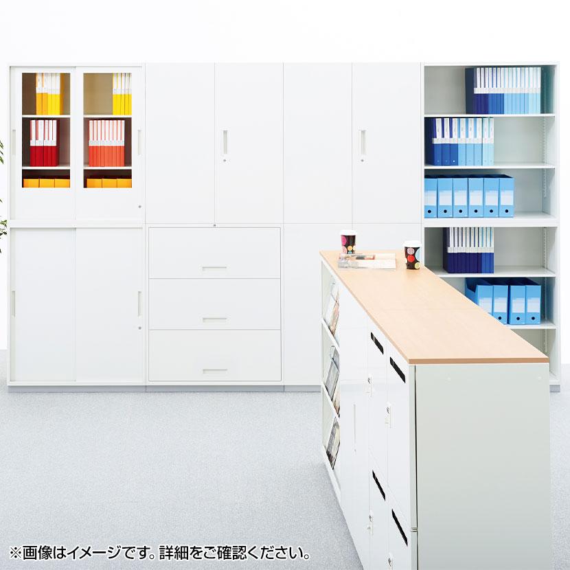 L6-A105A L6 両開き保管庫 上置き・下置き兼用 W4 ホワイト 幅900×奥行400×高さ1050mm プラス(PULS)の画像