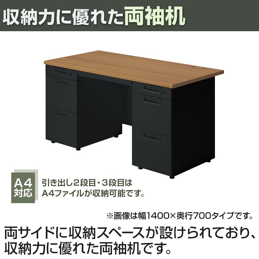 SA-167A-33 SA エスエー オフィスデスク ワークデスク 両袖机 A-3段袖×A-3段袖 幅1600×奥行700×高さ720mm プラス(PLUS)の画像