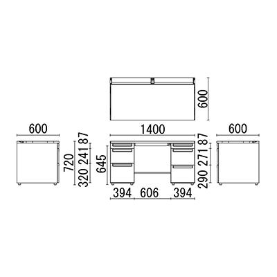 US-1 両袖机 US146D-33 W1400×D600×H720mm_12