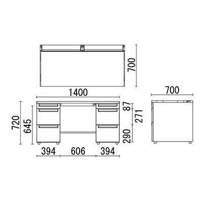 US-1 両袖机 US147A-33 W1400×D700×H720mm_12
