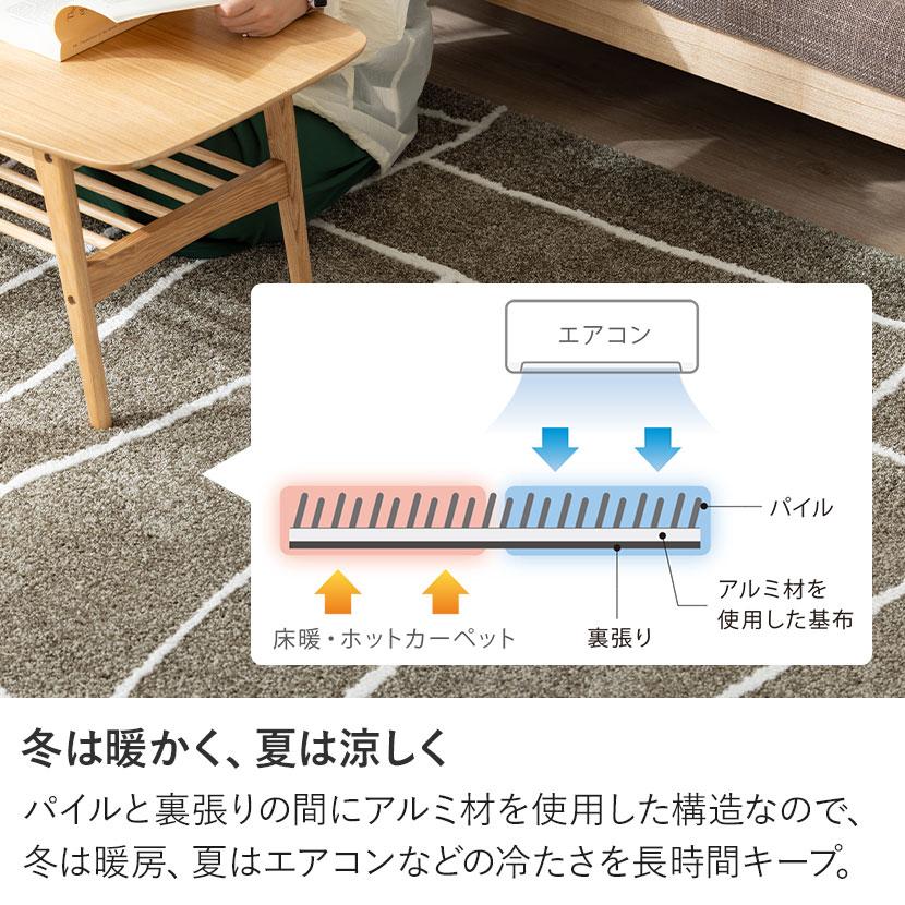 プレーベル 日本製 カーペット 絨毯 ラグ ジオーニ 約3畳 シンプル おしゃれ 節電 オールシーズン ホットカーペット 床暖房対応 幅1900×長さ2400mmの画像