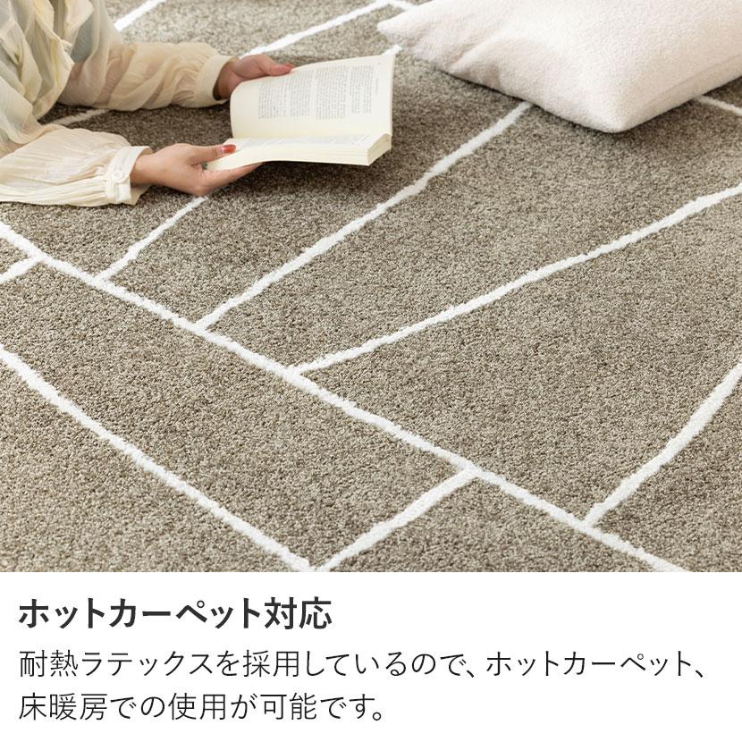プレーベル 日本製 カーペット 絨毯 ラグ ジオーニ 約3畳 シンプル おしゃれ 節電 オールシーズン ホットカーペット 床暖房対応 幅1900×長さ2400mmの画像