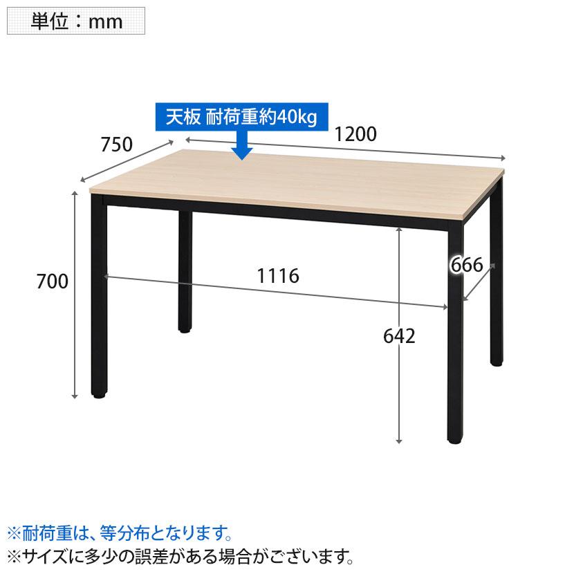 ミーティングテーブル ブラック脚 幅1200×奥行750×高さ700mm | アール・エフ・ヤマカワ | 02