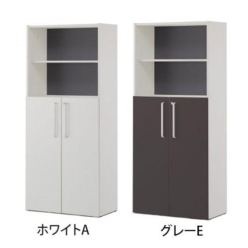 プリーマIII 木製シェルフハイ 共通扉付き オープン + 両開き グレーバック SHWHS3-LDGY2の画像