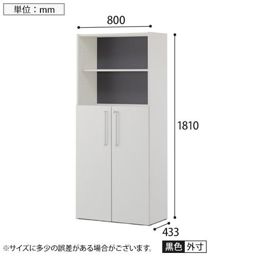 プリーマIII 木製シェルフハイ 共通扉付き オープン + 両開き グレーバック SHWHS3-LDGY2の画像