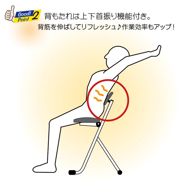 ワーキングチェア モア 折りたたみ可能 揺動座面 完成品 日本製 小型作業用チェア_5