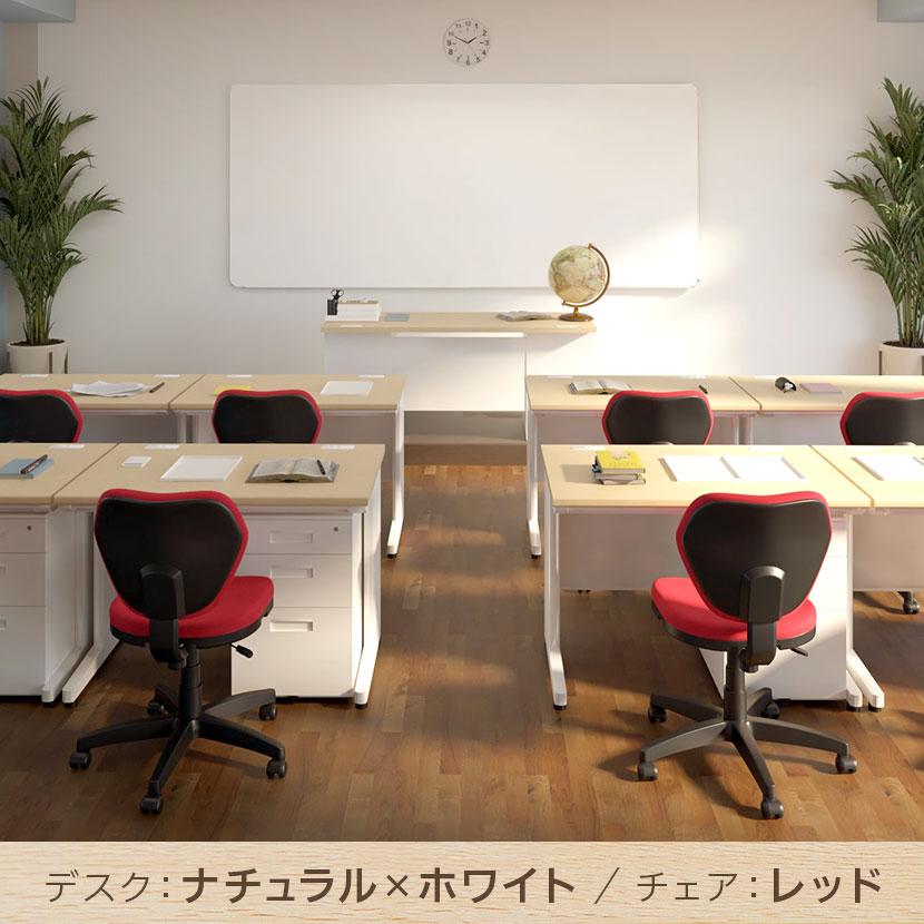 法人様限定 デスク チェア ワゴン セット オフィスデスク 平机 幅1000×奥行700×高さ700mm オフィスチェア ワークスチェア パソコンデスク チェア付きの画像