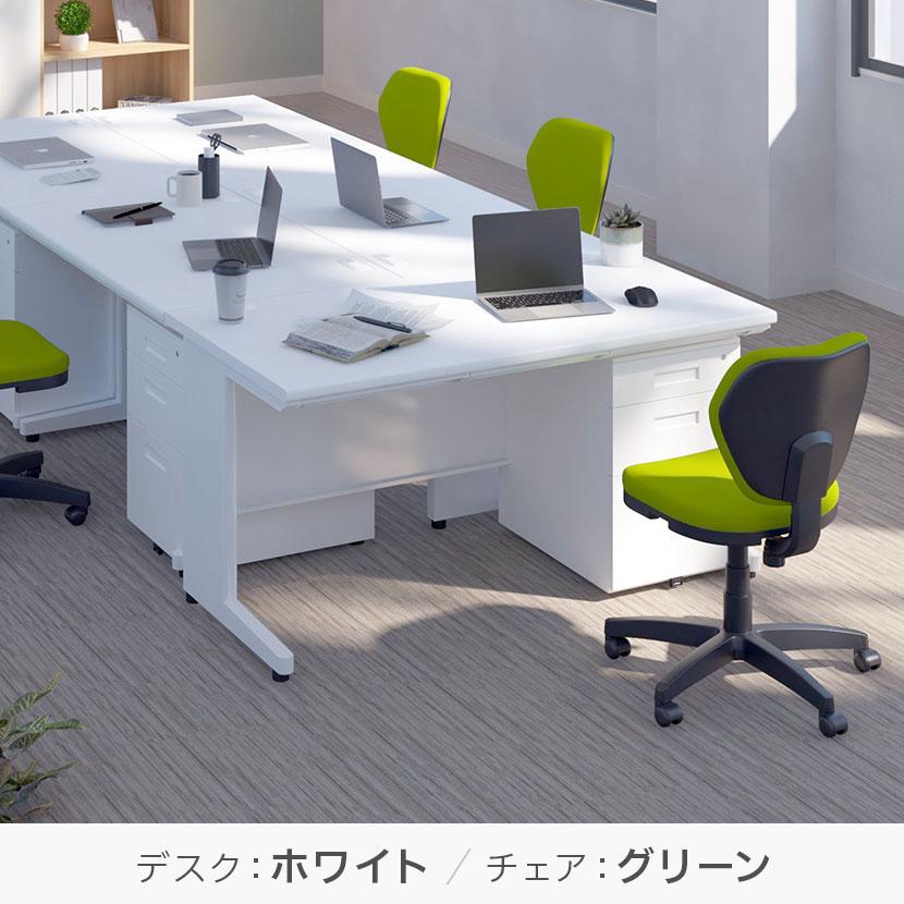 法人様限定 オフィスデスク スチールデスク 平机 1400×700 + オフィスワゴン ＋ ワークスチェア セット_4