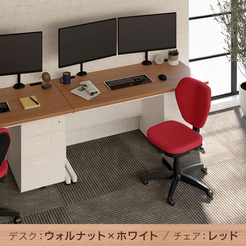 法人様限定 オフィスデスク スチールデスク 平机 1400×700 + オフィスワゴン ＋ ワークスチェア セット_5
