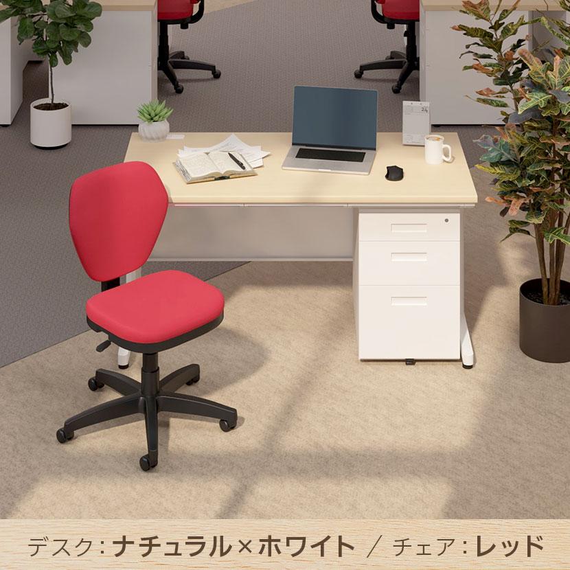 法人様限定 オフィスデスク スチールデスク 平机 1400×700 + オフィスワゴン ＋ ワークスチェア セット_7