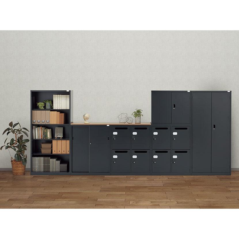 抗菌加工 両開き書庫 5段 下置用 鍵付き 幅880×奥行400×高さ1860mm