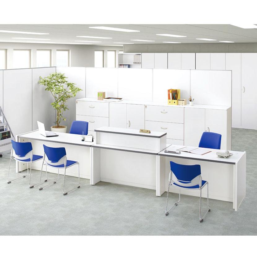 NSシリーズ ハイカウンター Uタイプ ホワイト 鍵付き 受付