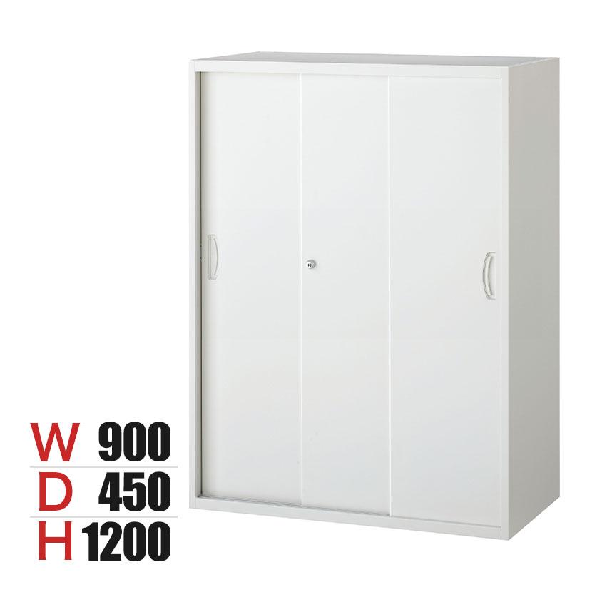 クウォール 3枚引戸書庫(内筒交換錠) 幅900×奥行450×高さ1200mm/RW45 