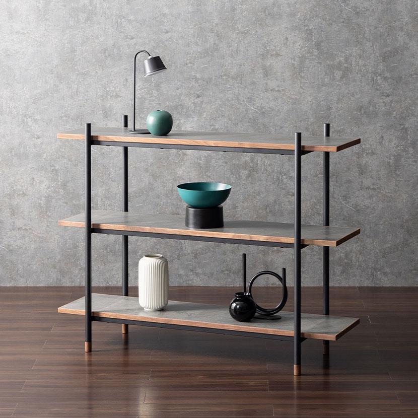 オープンラック ラグナー 収納 3段 メラミン 木製 スチールラック