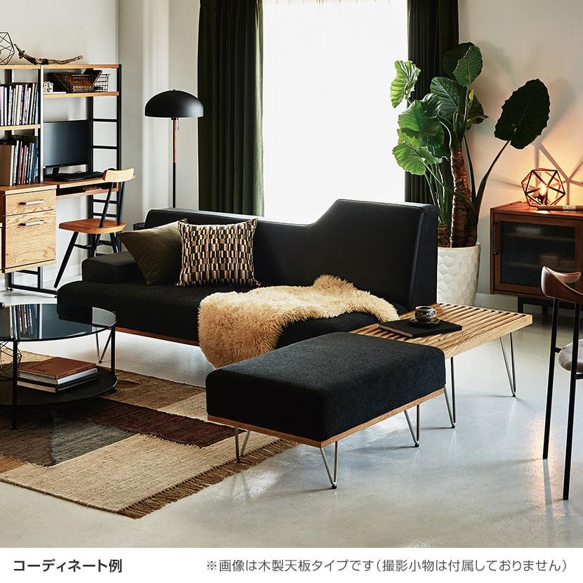 コーヒーテーブル イット ガラス天板付き タモ材 センターテーブル
