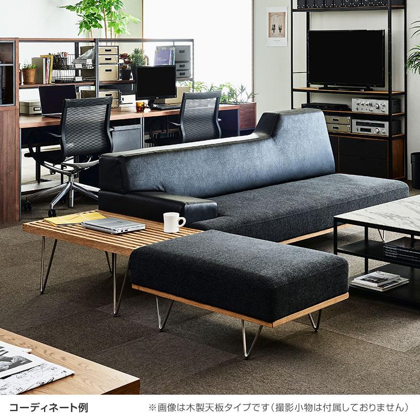 コーヒーテーブル イット ガラス天板付き タモ材 センターテーブル