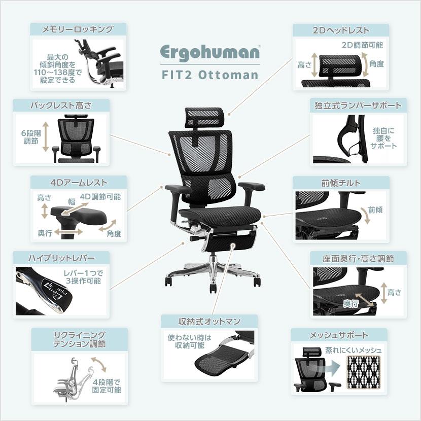 エルゴヒューマン（Ergohuman） フィット2 オットマン Ergohuman FIT2