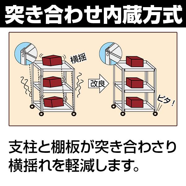 サカエ ニューCSスーパーワゴン ツールワゴン 3段(天板付き) ゴムキャスター 均等耐荷重150kg グリーン アイボリー  幅750×奥行500×高さ760mm CSWA-607TJ