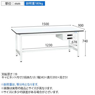 抗菌加工 サカエ 軽量作業台KAタイプ キャビネット付き KA-159BMW 幅1500×奥行900×高さ740mm SIAAの画像