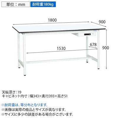抗菌加工 サカエ 軽量立作業台KADタイプ キャビネット付き KAD-189AMW 幅1800×奥行900×高さ900mm SIAAの画像