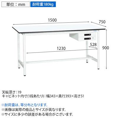 抗菌加工 サカエ 軽量立作業台KADタイプ キャビネット付き KAD-157BMW 幅1500×奥行750×高さ900mm SIAAの画像