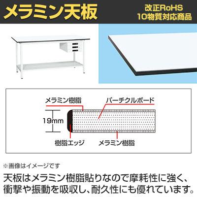 抗菌加工 サカエ 軽量立作業台KADタイプ キャビネット付き・中板付き KAD-097CTMW 幅900×奥行750×高さ900mm SIAAの画像