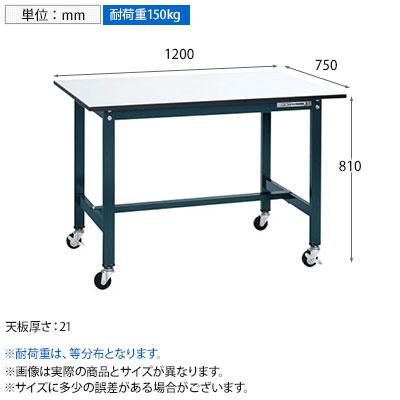 抗菌加工 サカエ 軽量作業台SELタイプ 移動式・直進安定金具無し SEL-1275PUR 幅1200×奥行750×高さ810mm SIAAの画像