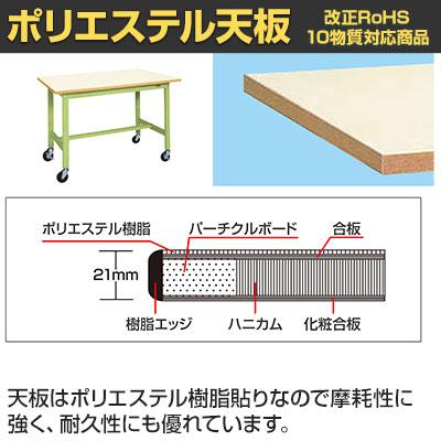 抗菌加工 サカエ 軽量作業台KSタイプ 移動式・直進安定金具無し KS-096PURIG 幅900×奥行600×高さ740mm SIAAの画像