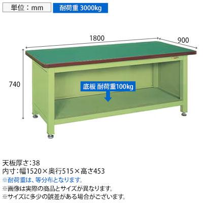 サカエ 超重量作業台Wタイプ 背 側板付き 幅1800×奥行900×高さ740mm WF-189P_2