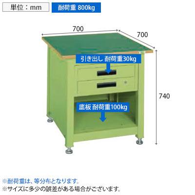 サカエ 一人用作業台KTタイプ キャビネット付き 幅700×奥行700×高さ740mm KT-112FENの画像