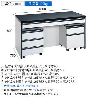 サカエ サイド実験台 キャビネットワゴン2台 引出し付き 幅1800×奥行750×高さ800mm STA-18LAB_10