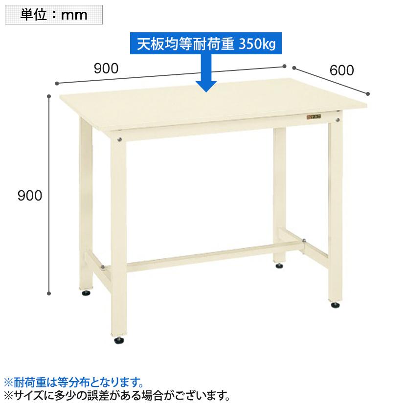 サカエ 軽量作業台 立ち作業台 KDタイプ 均等耐荷重350kg 幅900×奥行600×高さ900mm グリーン アイボリー KD-38の画像