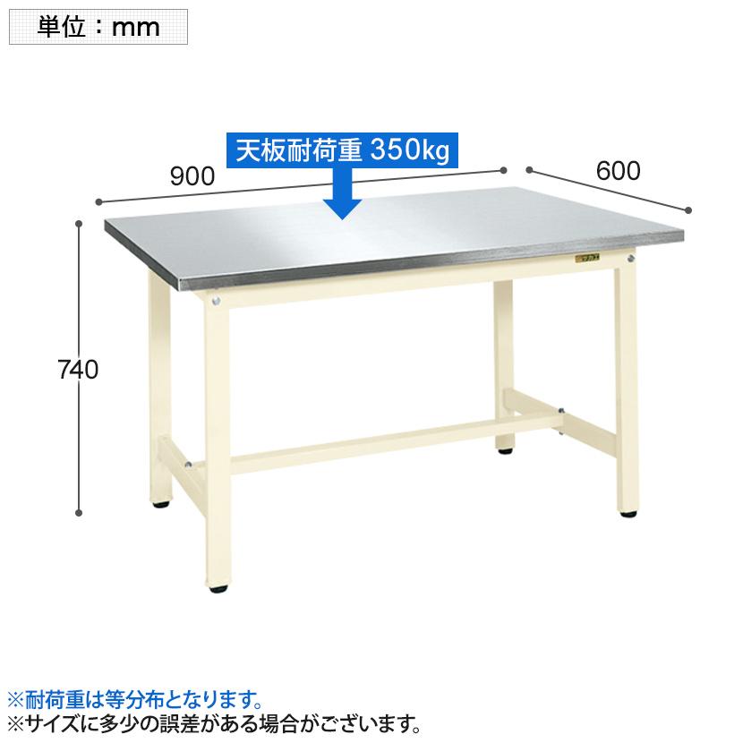 サカエ 軽量作業台 作業テーブル KSタイプ 均等耐荷重350kg 幅900×奥行600×高さ740mm KS-096HCSUの画像