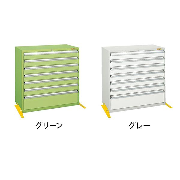 サカエ 工具管理ユニット 工具保管 キャビネット 引出し7段(100mm6段+200mm1段) オールロック錠 耐荷重70kg 転倒防止補助 幅900×奥行450×高さ880mm KU-7D_1