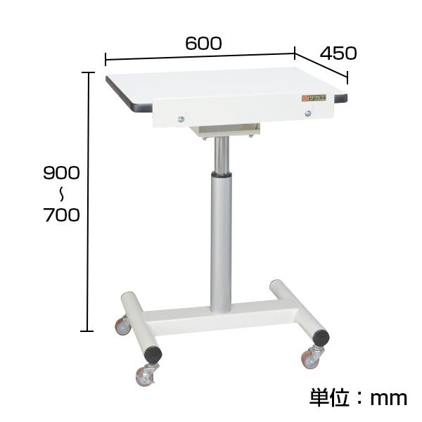 サカエ キャスター付き作業台 軽量昇降傾斜作業台 幅600×奥行450×高さ 