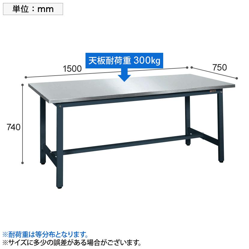 サカエ 軽量作業台 SELタイプ 作業机 ステンレスカブセ天板仕様 SEL-1575HCSU4奥行 外寸:幅1500×奥行750×高さ740mm_4