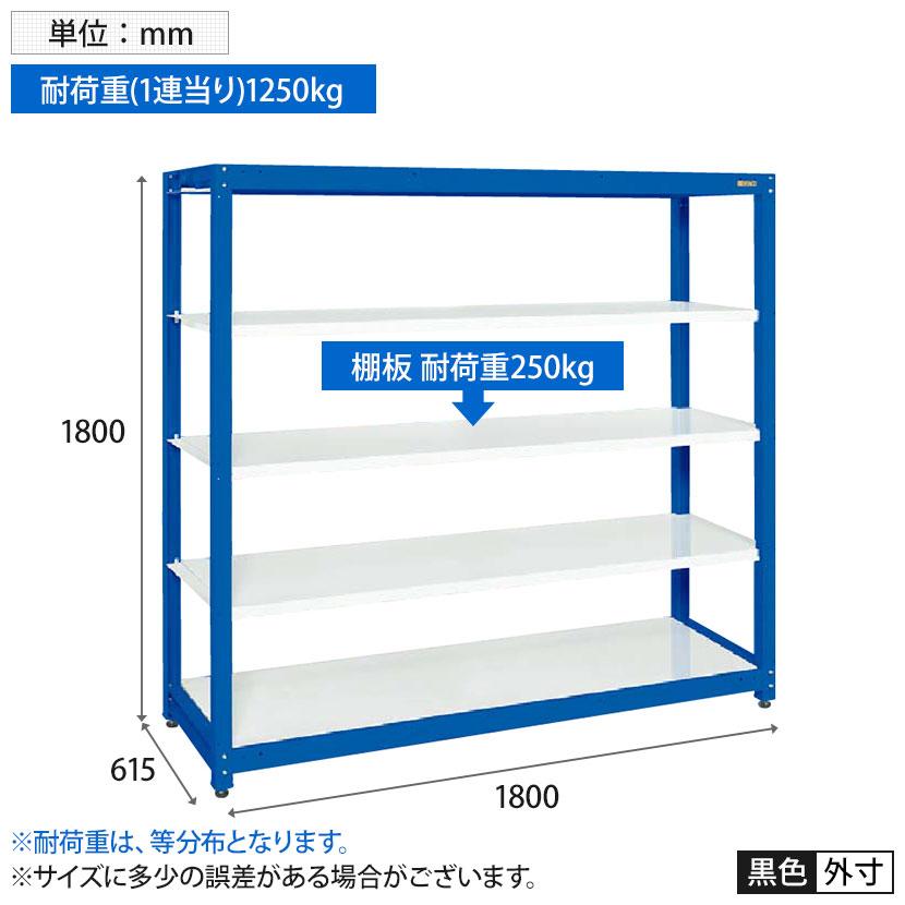 スチールラック 収納 業務用(ツートン) SLN-1855 幅1800×奥行615×高さ 
