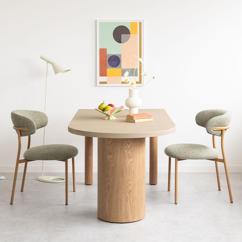 オフィスコム 設置無料 変形半円 ダイニングテーブル 楕円形 モルタル