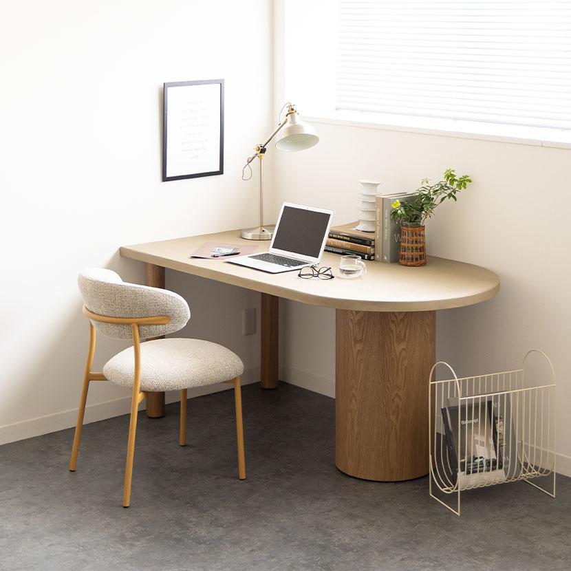 オフィスコム 設置無料 変形半円 ダイニングテーブル 楕円形 モルタル