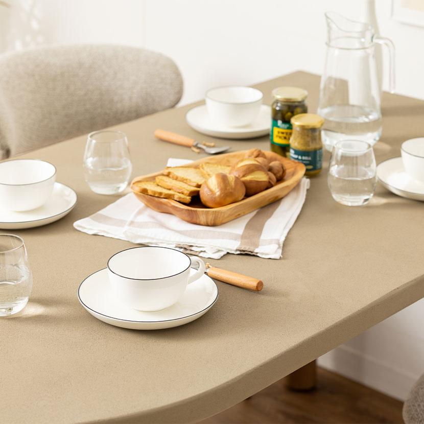 オフィスコム 設置無料 変形半円 ダイニングテーブル 楕円形 モルタル