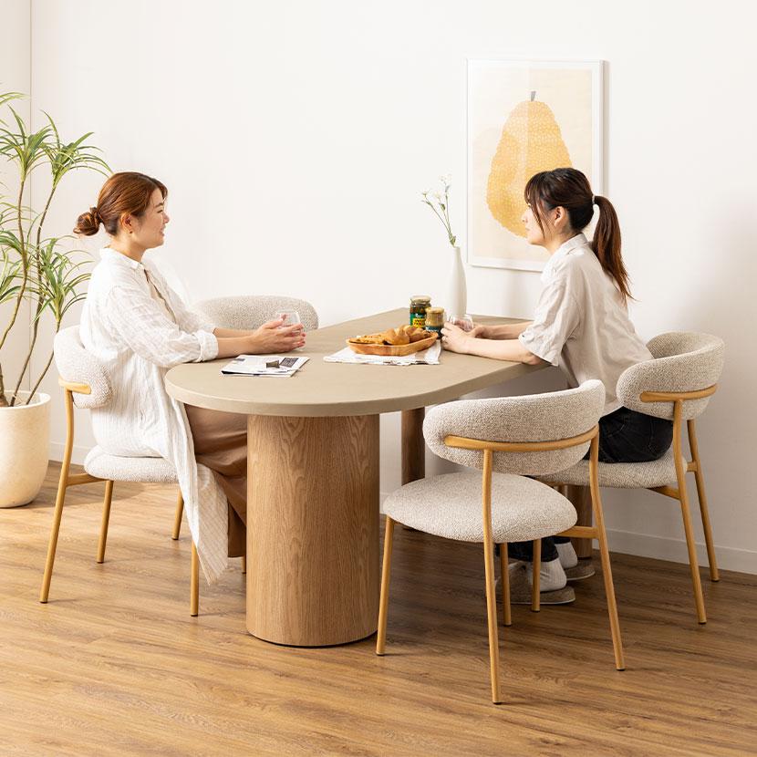 オフィスコム 設置無料 変形半円 ダイニングテーブル 楕円形 モルタル