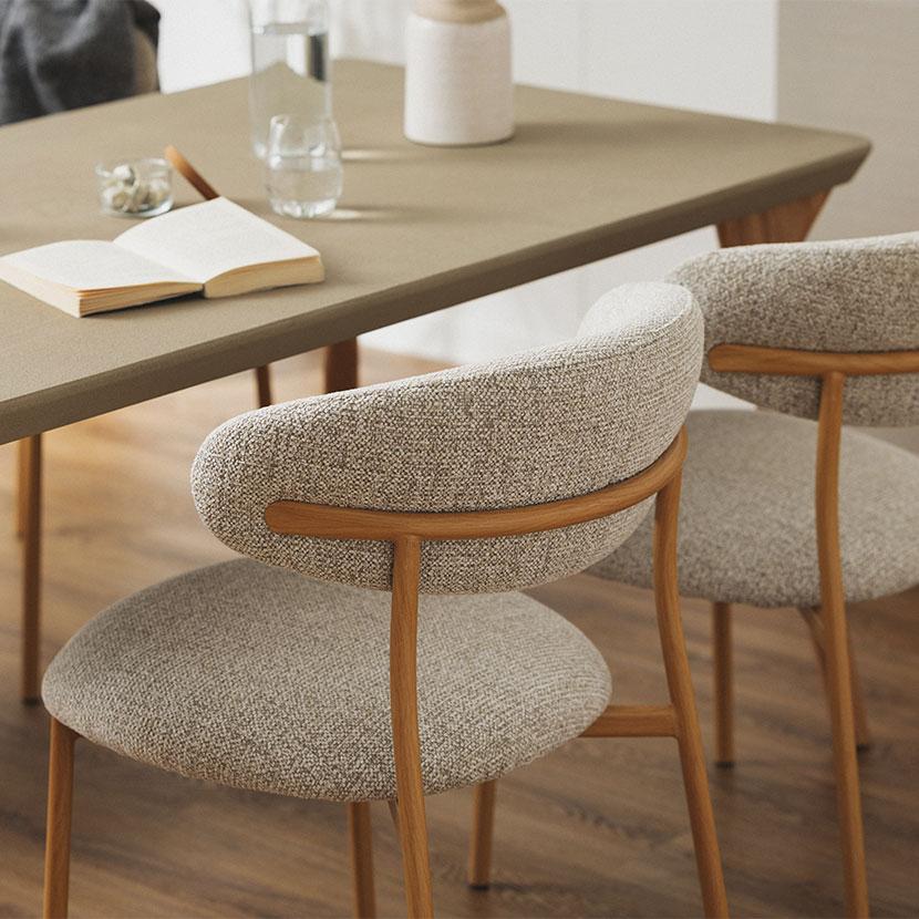 2脚セット ダイニングチェア ファブリック LENAS レナス スチール脚