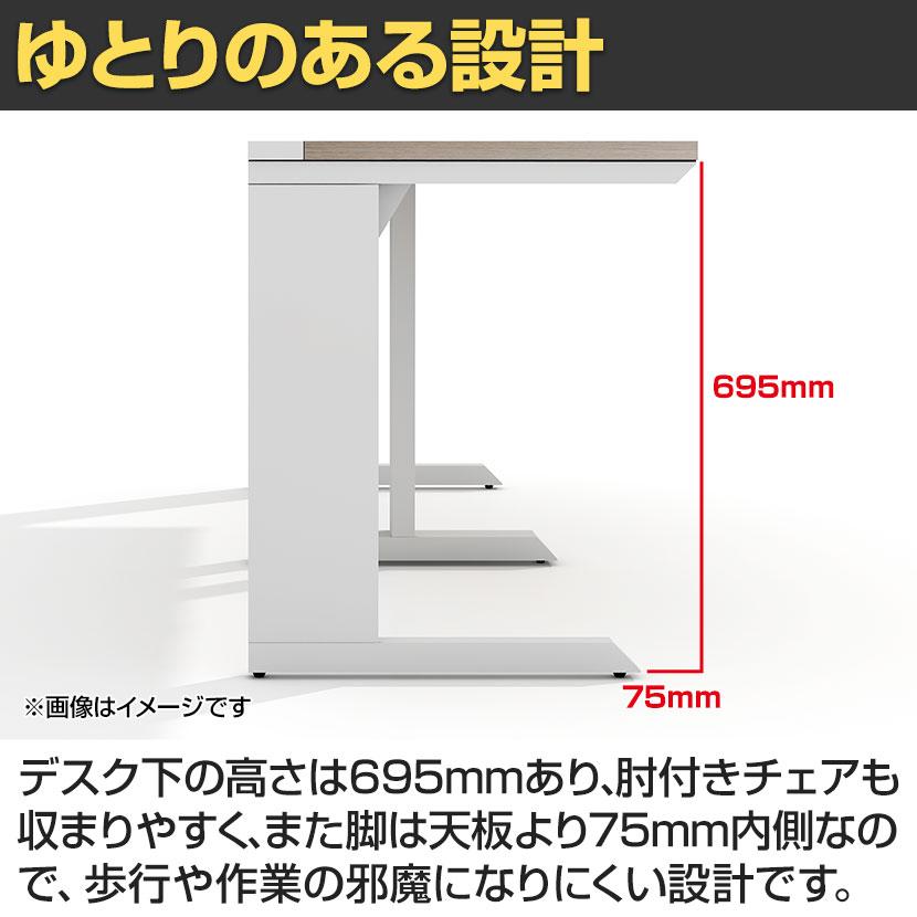 法人様限定 LASHデスク ティーレッグハーフ フリーアドレスデスク 片面3連タイプ 配線ダクト付き 幅3600×奥行600×高さ720mmの画像